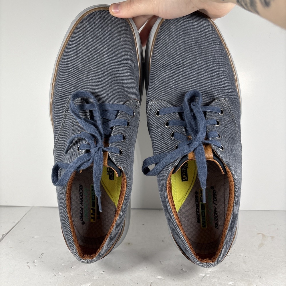 Size‎ 11 Skechers Moreno Ederson Navy Blue Lace Up Oxford Shoes 65981W - Picture 7 of 9